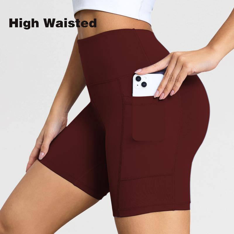 Yoga Shorts for Women High Waist Tummy Control Biker Shorts with Pocket Workout Gym