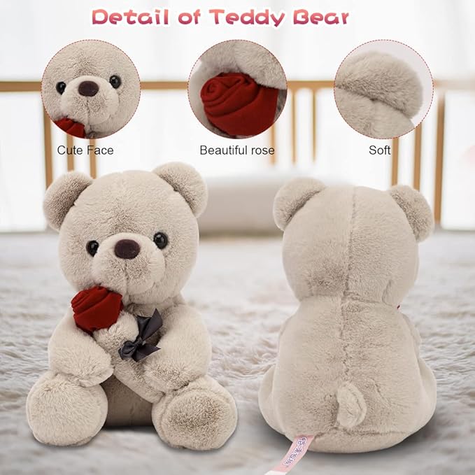 Teddy Bears, Rose Stuffed Toy, Decorative Room Cushion