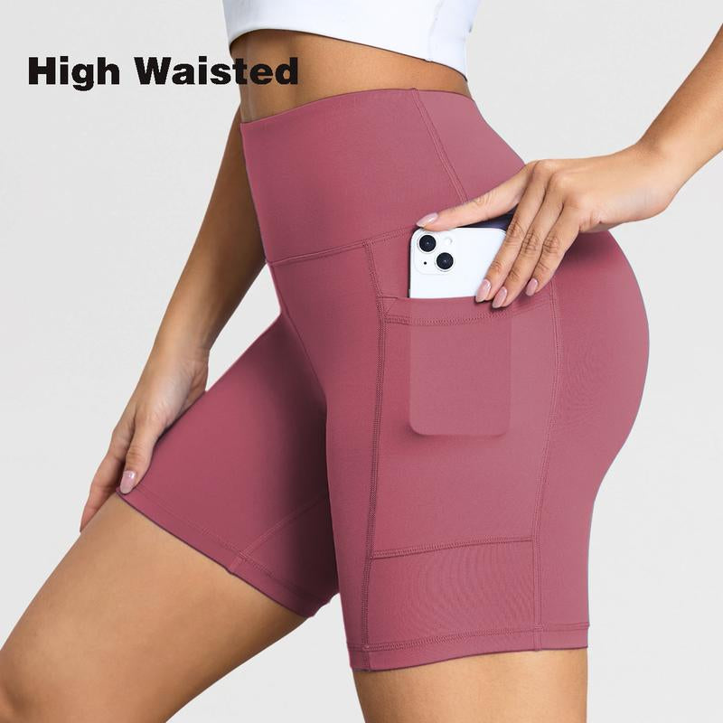 Yoga Shorts for Women High Waist Tummy Control Biker Shorts with Pocket Workout Gym