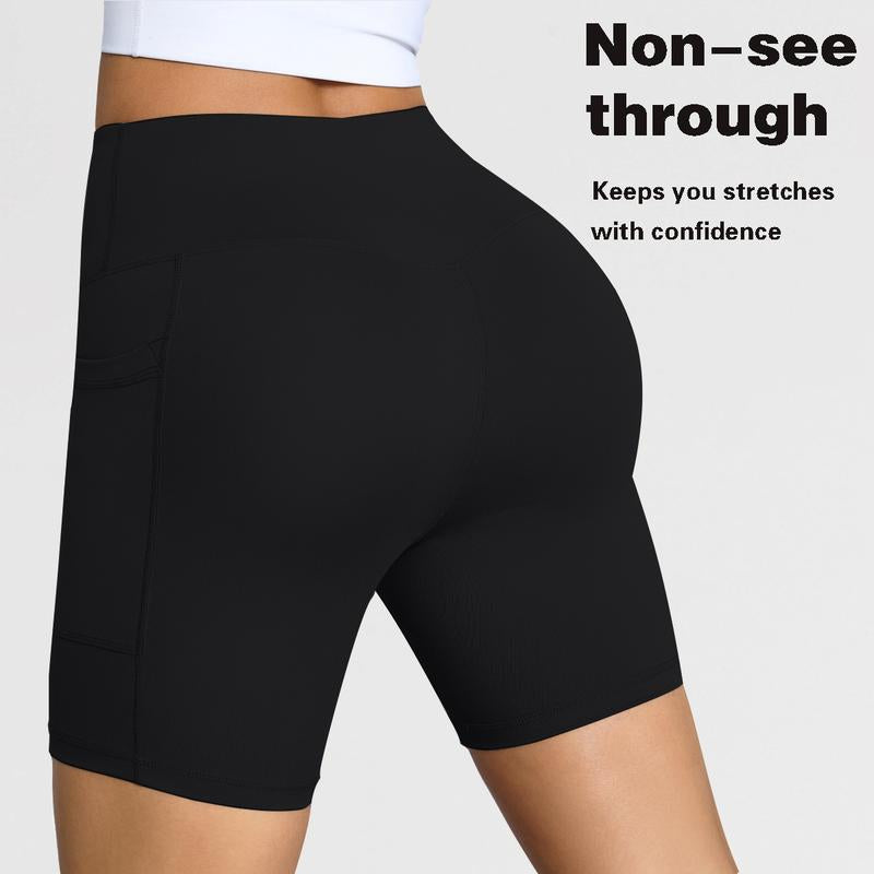 Yoga Shorts for Women High Waist Tummy Control Biker Shorts with Pocket Workout Gym