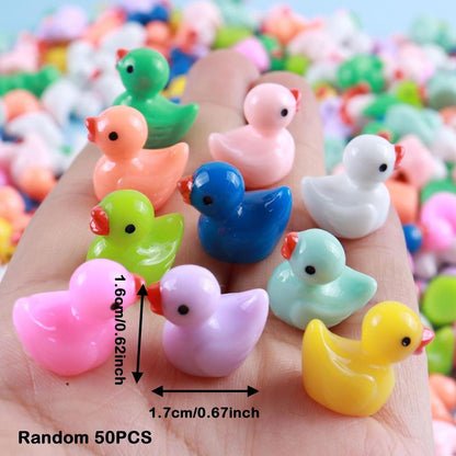 Mini Tiny Ducks, Little Duck Figures, DIY Toy Mini Resin Ducks, Plastic Small Miniature Ducks, Bulk for Dollhouse Decor, Micro Fairy Garden Landscape Aquarium Tiny Toys, Christmas Gift